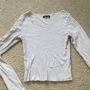 Brandy Ribbed Material White Long Sleeve